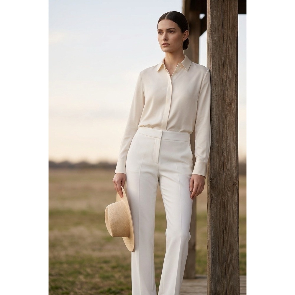 J.Crew Edie Full Length Trouser Ivory Four Season Stretch Pants G8548 Size 4 NWT